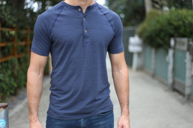 Minimalist Short Sleeve Henleys: Heather Hunter + Navy